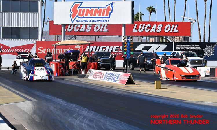 (left lane) Hunter Jones vs (right lane) Don Hudson